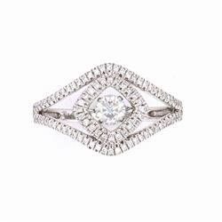 Opulent Round Diamond 18k White Gold Ring