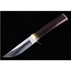 Signed LBL Drop Point Camp Knife & Leather Sheath