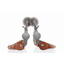 Crockett & Ranalde Tooled Spurs & Leather Straps