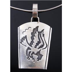 Navajo T. Singer Sterling Eagle Pendant Necklace