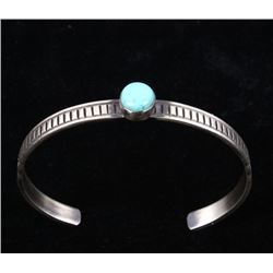 Navajo R. Enriquez Silver & Kingman Turquoise Cuff