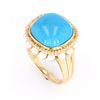 Image 3 : Gem Quality Turquoise and Seed Pearl 14K Ring