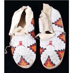Blackfoot Fully Top Beaded Men's Moccasins c. 1900