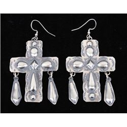 Navajo Yazzie Sterling Silver Repoussé Earrings