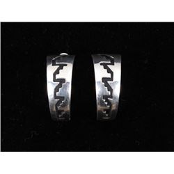 Navajo T&R Singer Hand Stamped Sterling Earrings