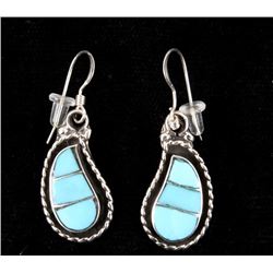Zuni Sleeping Beauty Turquoise Mosaic Earrings