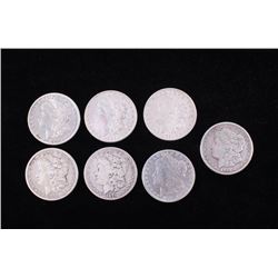 Collection of Seven Morgan Silver Dollar Coins