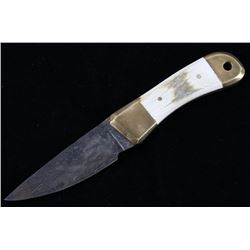 W Redd Cable Damascus Antler Grip Camp Knife