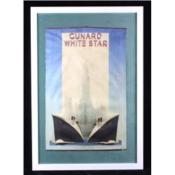 Cunard White Star Framed Advertising Banner