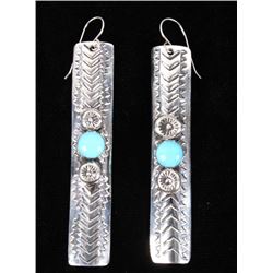 Navajo H Joe Kingman Turquoise & Sterling Earrings