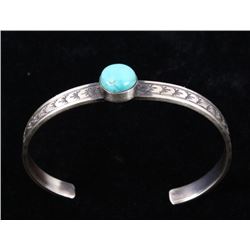 Navajo R. Enriquez Silver & Kingman Turquoise Cuff