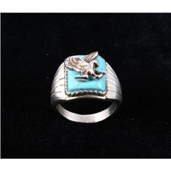 Navajo Kingman Turquoise & Sterling Eagle Ring