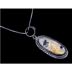 Navajo Sterling & Fossilized Agate Necklace