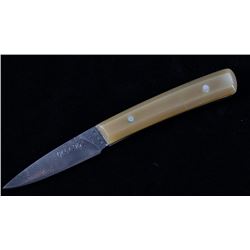 Signed Ladder Damascus Drop Point Knife & Sheath