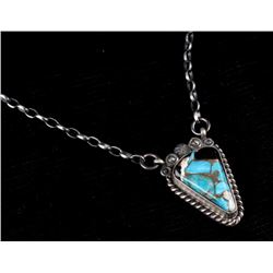 Navajo Sterling Silver & Spiny Turquoise Necklace