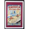 Image 1 : 1920s United States Line Framed Advertising Banner
