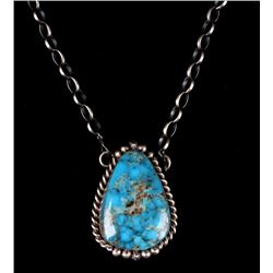 Navajo B Lee Sterling & Kingman Turquoise Necklace