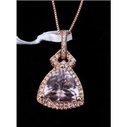 Morganite and Diamond 14K Rose Gold Necklace