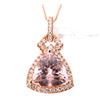 Image 4 : Morganite and Diamond 14K Rose Gold Necklace