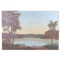F. Nielsen Original Lake Landscape Oil Painting