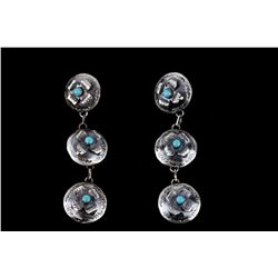 Navajo TY Sterling & Kingman Turquoise Earrings