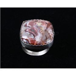 Navajo Crazy Lace Agate & Sterling Silver Ring