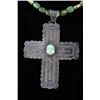 Image 10 : Navajo Carico Turquoise Necklace & Cross Pendant