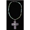 Image 1 : Navajo Carico Turquoise Necklace & Cross Pendant