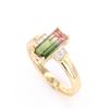 Image 7 : Bi-Color Watermelon Tourmaline & Diamond Ring
