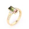 Image 9 : Bi-Color Watermelon Tourmaline & Diamond Ring