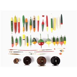 Early 1900's Wooden Reel Fishing Bobber Collection