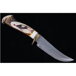 Ken Richardson Antler Handle Buck Knife & Sheath