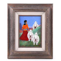 Linda Pond Original Enamel Tile Framed Painting