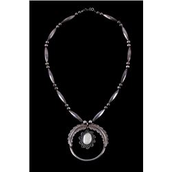 Navajo Sterling Silver Feather Opal Necklace