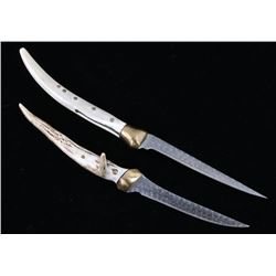 Pair of Deer Antler Handle Fillet Knives