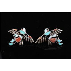 Multi Stone Eagle Dancer Clip-On Earrings