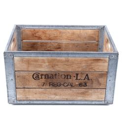Carnation L.A. Wooden & Metal Dairy Supply Crate