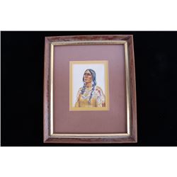 Violet Butterfly Watercolor Native American Woman