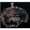 Image 1 : Sterling Silver and Agate Large Bear Pendant