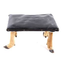 Mid 1900's Deer Hoof & Leather Foot Stool
