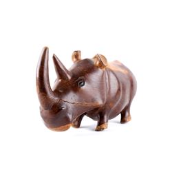 Hand Carved Polished Acacia Rhino C. 1930's