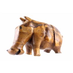 Hand Carved Polished Acacia Hippo C. 1930's