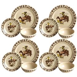 Westward Ho Rodeo 3-Piece Dinner Set of Four