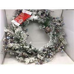 30in Snowflake Battery Operated LED Pre-Lit Wreath