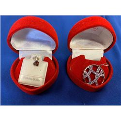 Garnet Necklace Pendant and Round Pendant