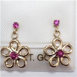 10K Yellow Gold Ruby Earrings, Suggested Retail Value $160