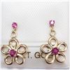Image 2 : 10K Yellow Gold Ruby Earrings, Suggested Retail Value $160