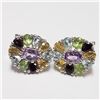 Image 1 : Silver Garnet Peridot Amethyst Earrings (~weight 6.4g), Suggested Retail Value $250 (Estimated Selli