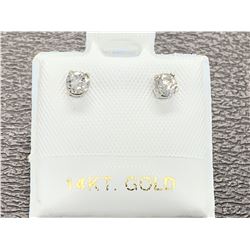 Set of 14K White Gold Diamond Solitaire earrings .30ct with appraisal certificate valued $1175.00