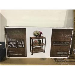Mind Reader Wood Finish Rolling Cart (12" L x 23.2" W x 30" H)